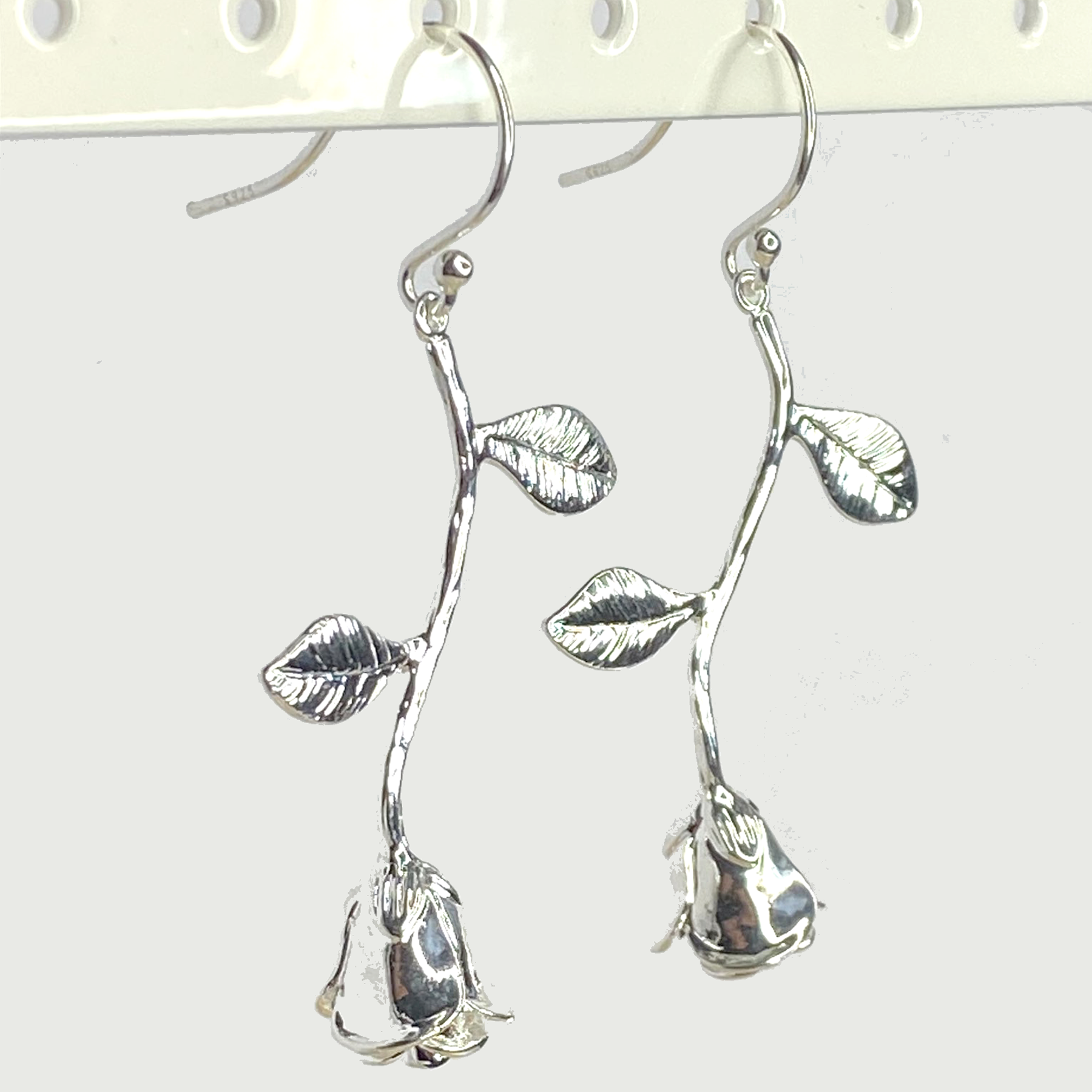 925 Silver Rose Drop Earrings