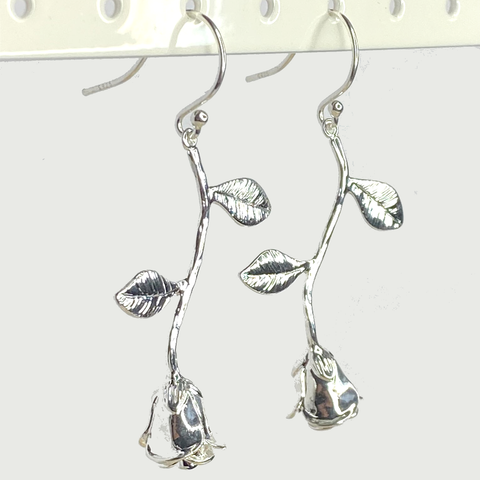 925 Silver Rose Drop Earrings