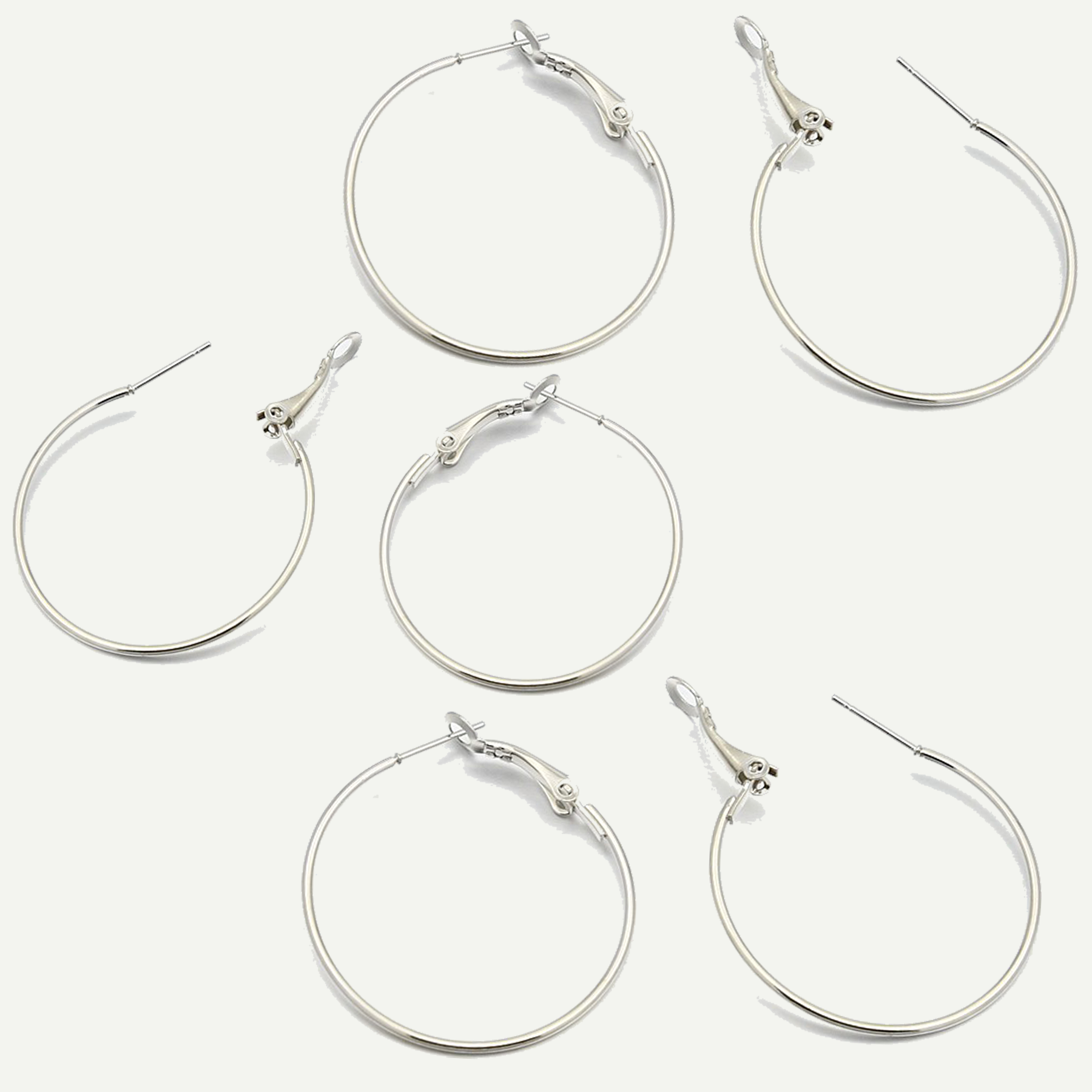 Iron Round Hoop Earrings Set of 3 Pairs