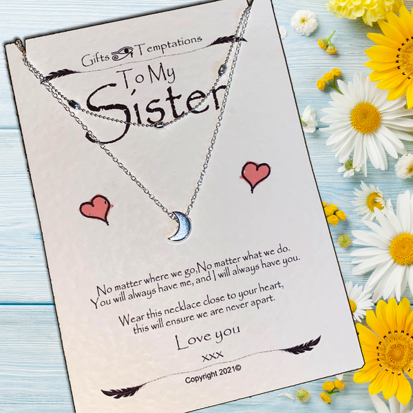 Sister Gift Moon Double Layered Necklace