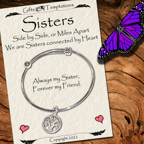 Adjustable Sisters Bangle Bracelet - Tree of Life