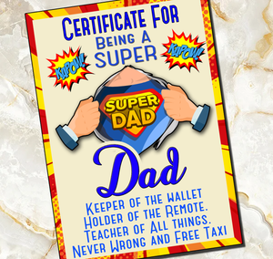 Dad Fathers Day SuperDad Birthday Gift Print