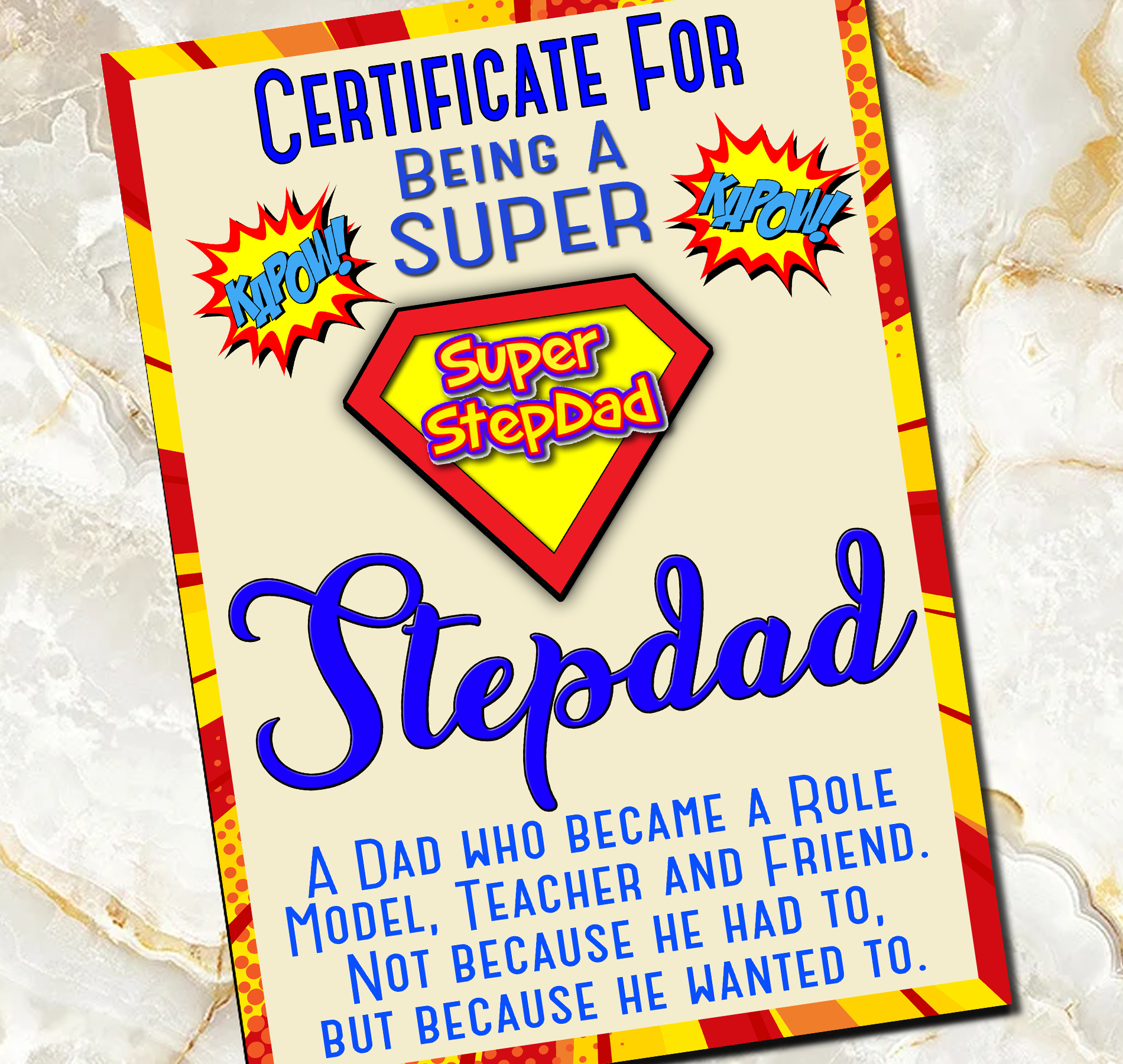 Stepdad Step Fathers Day SuperDad Gift Print