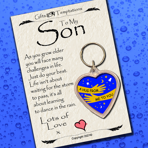 To My Son Hug from Me to You Keyring