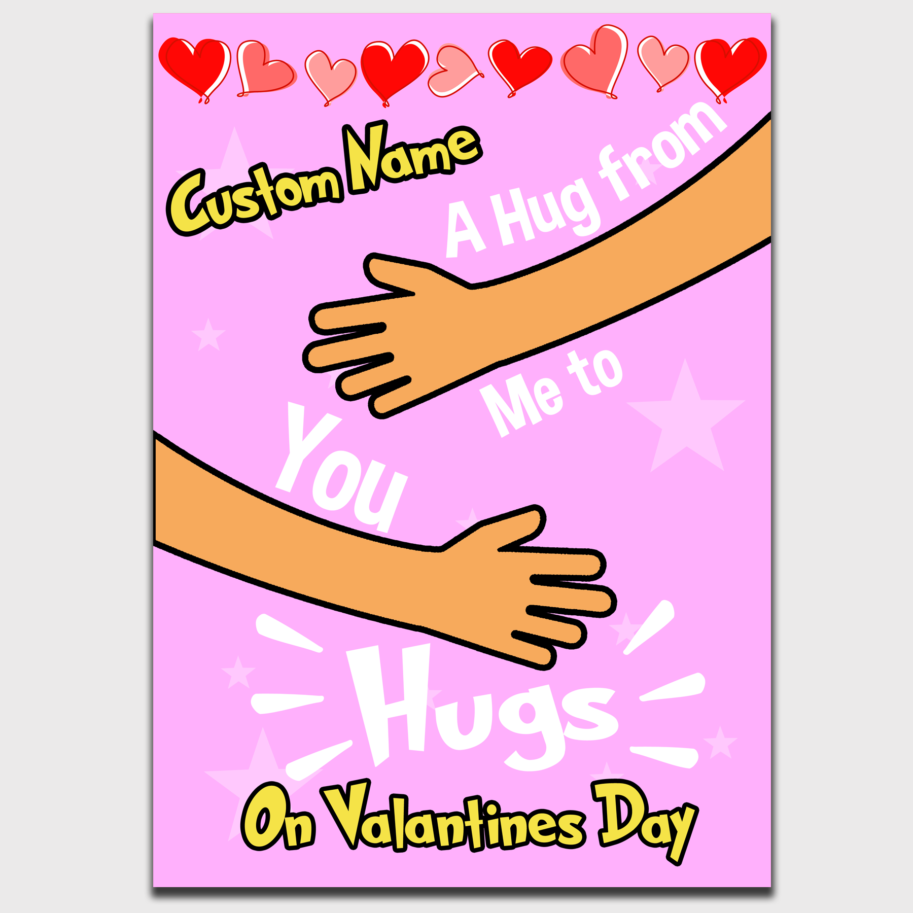 Valentines Day Hug Card - Valentines Card