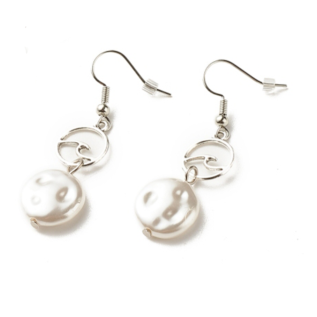 Imitation Flat Pearl Dangle Earrings Evening Wear